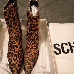 SCHUTZ Animal Print Ankle Booties